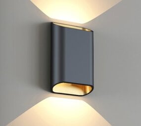 Artdelight LED wandlamp IP65 - Up Down light - DIAZ S Zwart/Goud - 6W 690Lm - 2700K 927 Warm Wit | 5 jaar garantie Artdelight LED wandlamp IP65 - Up Down light - DIAZ S Zwart/Goud - 6W 690Lm - 2700K 927 Warm Wit | 5 jaar garantie
