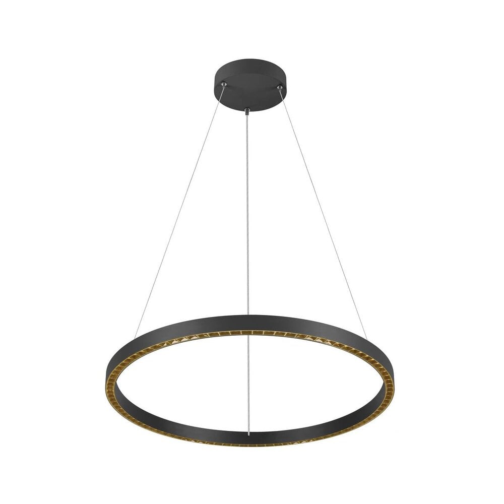 SLV: Innovatieve lichtoplossingen voor de zakelijke klant DALI Hanglamp Ringlamp  - 800mm - ALU Mat Zwart - 1-Lichts Down - 3000K 930 |  DALI2 Dimbaar 2000x60x40MM - Pendel 300cm