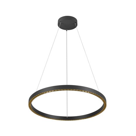 SLV: Innovatieve lichtoplossingen voor de zakelijke klant DALI Hanglamp Ringlamp  - 800mm - ALU Mat Zwart - 1-Lichts Down - 3000K 930 |  DALI2 Dimbaar 2000x60x40MM - Pendel 300cm