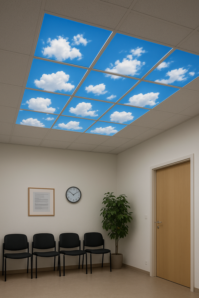 LCB LED Europe Fotoplafond Wolken LED paneel | UGR25 opaal wit LCB LED Europe Fotoplafond Wolken LED paneel | UGR25 opaal wit
