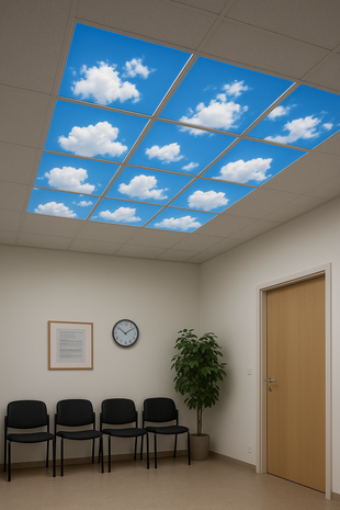 LCB LED Europe Fotoplafond Wolken LED paneel | UGR25 opaal wit LCB LED Europe Fotoplafond Wolken LED paneel | UGR25 opaal wit