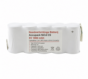 LCB LED Europe Noodverlichtings Batterij Accupack NiCD CS 6V 1800 mAh | Oplaadbaar | Incl. SBS Faston 4.8MM Connector LCB LED Europe Noodverlichtings Batterij Accupack NiCD CS 6V 1800 mAh | Oplaadbaar | Incl. SBS Faston 4.8MM Connector