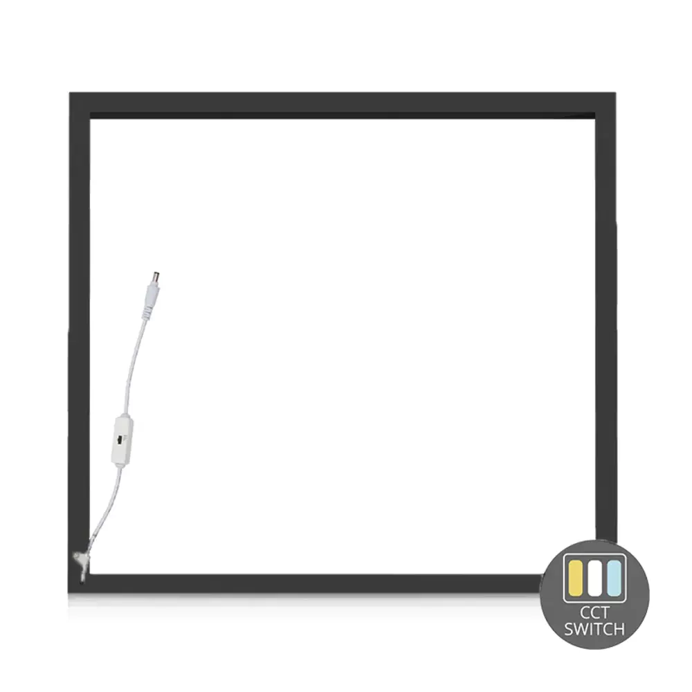LCB LED Europe  LED Frame Paneel PRO - Mat Zwart - 60x60CM - 36W 3600Lm - 3CCT 3000K/4000K/6000K - 120° - UGR22 - Opaal
