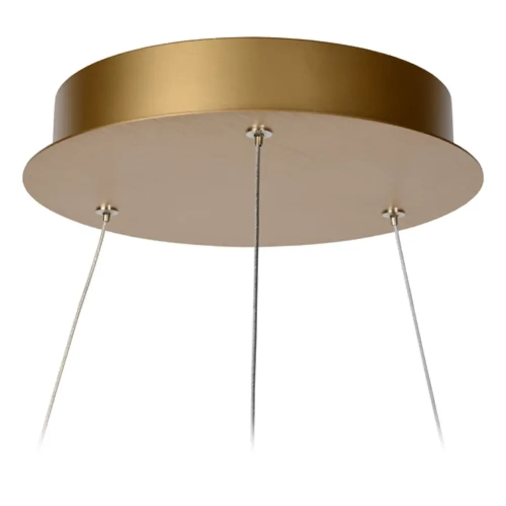 Lucide Dimbare LED Hanglamp - 580MM  Ringlamp VIDAL Goud -1x 48W 2700K - Mat Goud / Messing  - 1-Lichts  |  TRIAC Dimbaar - 3 Jaar Garantie
