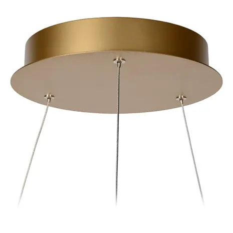 Lucide Dimbare LED Hanglamp - 580MM  Ringlamp VIDAL Goud -1x 48W 2700K - Mat Goud / Messing  - 1-Lichts  |  TRIAC Dimbaar - 3 Jaar Garantie