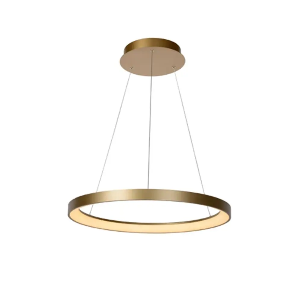 Lucide Dimbare LED Hanglamp - 580MM  Ringlamp VIDAL Goud -1x 48W 2700K - Mat Goud / Messing  - 1-Lichts  |  TRIAC Dimbaar - 3 Jaar Garantie