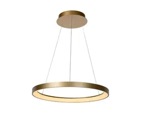 Lucide Dimbare LED Hanglamp - 580MM  Ringlamp VIDAL Goud -1x 48W 2700K - Mat Goud / Messing  - 1-Lichts  |  TRIAC Dimbaar - 3 Jaar Garantie