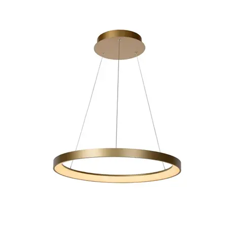 Lucide Dimbare LED Hanglamp - 580MM  Ringlamp VIDAL Goud -1x 48W 2700K - Mat Goud / Messing  - 1-Lichts  |  TRIAC Dimbaar - 3 Jaar Garantie