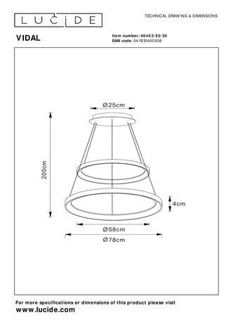 Lucide Dimbare LED Hanglamp Ringlamp 2- Lichts - VIDAL Mat Goud / Messing - 780MM - 92W - 2700K 827 Warm Wit | TRIAC Dimbaar Lucide Dimbare LED Hanglamp Ringlamp 2- Lichts - VIDAL Mat Goud / Messing - 780MM - 92W - 2700K 827 Warm Wit | TRIAC Dimbaar