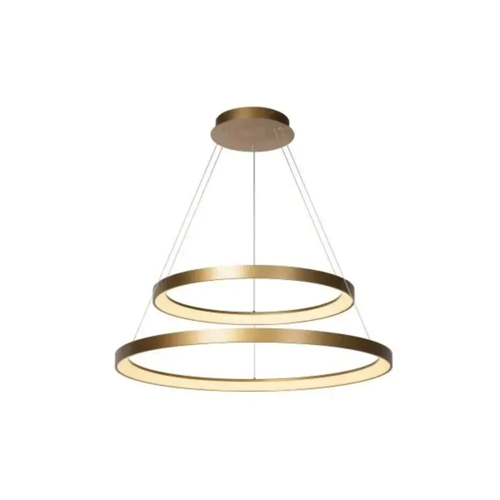 Lucide Dimbare LED Hanglamp Ringlamp 2- Lichts - VIDAL Mat Goud / Messing - 780MM - 92W - 2700K 827 Warm Wit | TRIAC Dimbaar Lucide Dimbare LED Hanglamp Ringlamp 2- Lichts - VIDAL Mat Goud / Messing - 780MM - 92W - 2700K 827 Warm Wit | TRIAC Dimbaar