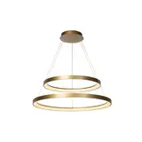 Lucide Dimbare LED Hanglamp Ringlamp 2- Lichts - VIDAL Mat Goud / Messing - 780MM - 92W - 2700K 827 Warm Wit | TRIAC Dimbaar