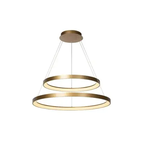 Lucide Dimbare LED Hanglamp Ringlamp 2- Lichts - VIDAL Mat Goud / Messing - 780MM - 92W - 2700K 827 Warm Wit | TRIAC Dimbaar Lucide Dimbare LED Hanglamp Ringlamp 2- Lichts - VIDAL Mat Goud / Messing - 780MM - 92W - 2700K 827 Warm Wit | TRIAC Dimbaar
