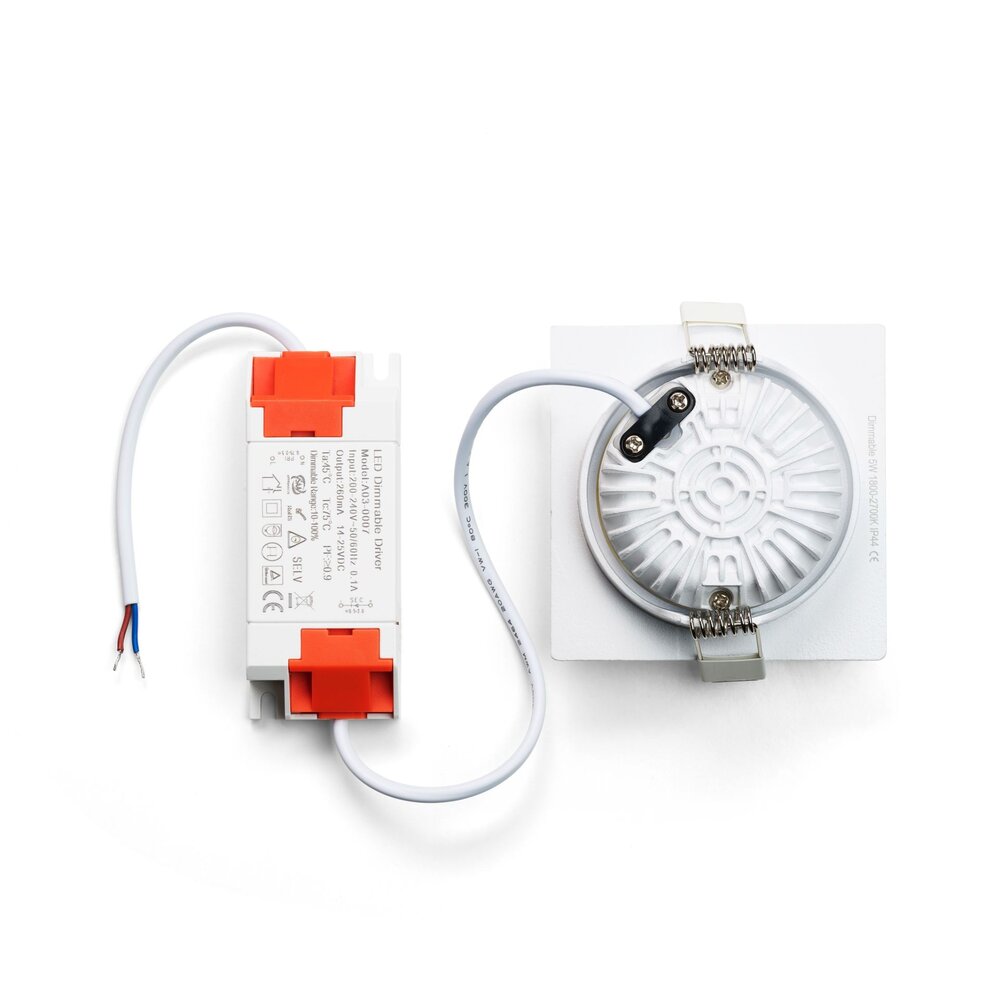 LCB LED Europe  LED Inbouwspot Trento Wit 5W 450lm 2700K Dimbaar IP54