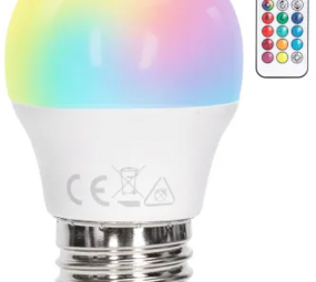 Aigostar LED Bulb E27 G45 -  6.5W 580lm - RGB + CCT – Kleurrijke LED Lamp Set 4 stuks + RF Afstandsbediening