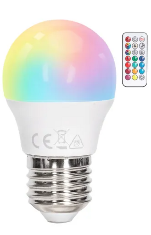 Aigostar LED Bulb E27 G45 - 6W 580lm - RGB + Warm Wit 3000K – Kleurrijke LED Lamp + RF Afstandsbediening Aigostar LED Bulb E27 G45 - 6W 580lm - RGB + Warm Wit 3000K – Kleurrijke LED Lamp + RF Afstandsbediening