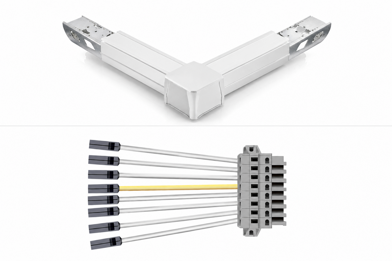 LED Lichtlijn Toebehoren | Voedingsmodule - L Profiel Connector 50cm/50cm - Type Sirius LED Lichtlijn Toebehoren | Voedingsmodule - L Profiel Connector 50cm/50cm - Type Sirius