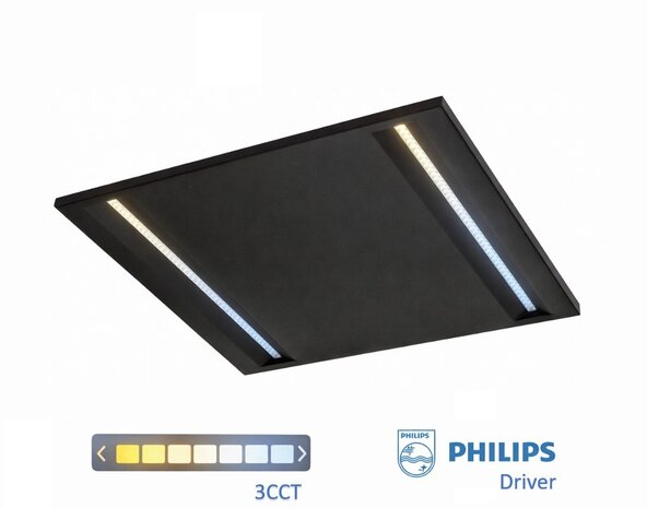 Spectrum voor de installateur DALI LED Paneel - Louvre Zwart - 40W 4630Lm - Tunable White TW 3000-6000K | 60x60cm - UGR16 Verzonken - DALI-2 DT8 Driver - 5 jaar garantie Spectrum voor de installateur DALI LED Paneel - Louvre Zwart - 40W 4630Lm - Tunable White TW 3000-6000K | 60x60cm - UGR16 Verzonken - DALI-2 DT8 Driver - 5 jaar garantie