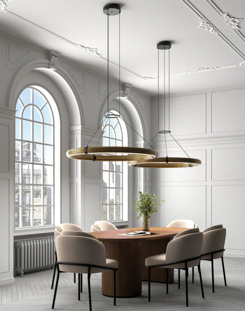 Aromas Luxe Hanglamp Ringlamp 107CM - Ellie Brass Goud - LED STRIP 22W 2200lm 24V TRIAC + CCT and remote controller dimmable driver Aromas Luxe Hanglamp Ringlamp 107CM - Ellie Brass Goud - LED STRIP 22W 2200lm 24V TRIAC + CCT and remote controller dimmable driver