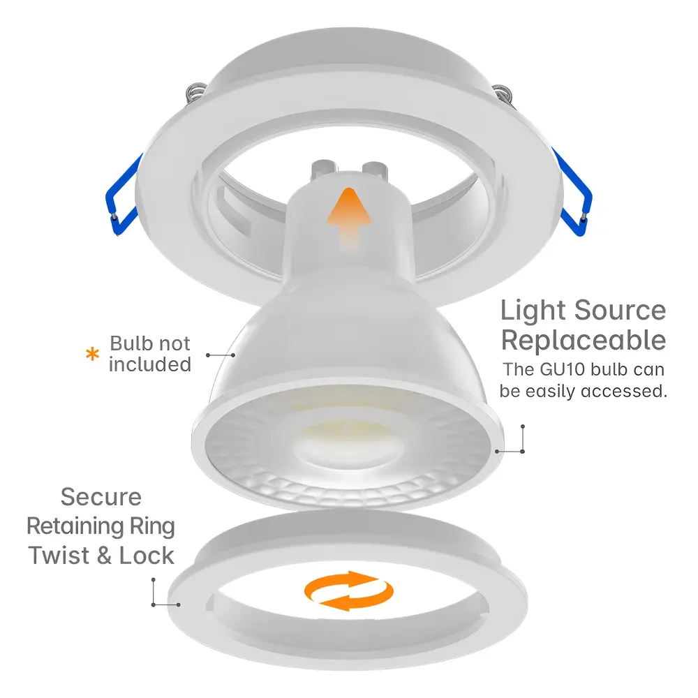 Braytron LED inbouwspot Wit kantelbaar - Zaagmaat 70mm - Buitenmaat 84mm - excl. lichtbron Braytron LED inbouwspot Wit kantelbaar - Zaagmaat 70mm - Buitenmaat 84mm - excl. lichtbron