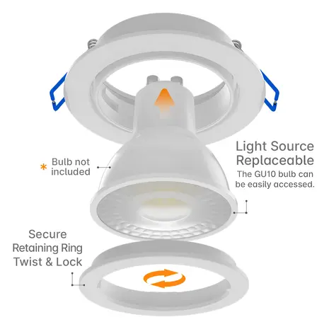 Braytron LED inbouwspot Wit kantelbaar - Zaagmaat 70mm - Buitenmaat 84mm - excl. lichtbron Braytron LED inbouwspot Wit kantelbaar - Zaagmaat 70mm - Buitenmaat 84mm - excl. lichtbron