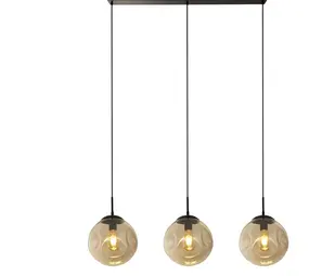 Searchlight Hanglamp PUNCH - 3-Lichts E27 - Zwart Metaal met Champagne Glas - 121cm | Dimbaar Searchlight Hanglamp PUNCH - 3-Lichts E27 - Zwart Metaal met Champagne Glas - 121cm | Dimbaar