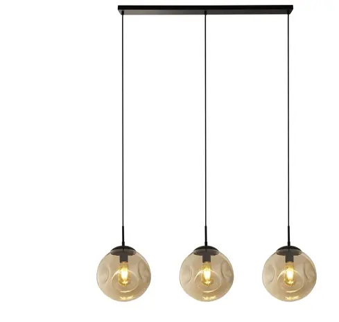 Searchlight Hanglamp PUNCH - 3-Lichts E27 - Zwart Metaal met Champagne Glas - 121cm | Dimbaar Searchlight Hanglamp PUNCH - 3-Lichts E27 - Zwart Metaal met Champagne Glas - 121cm | Dimbaar
