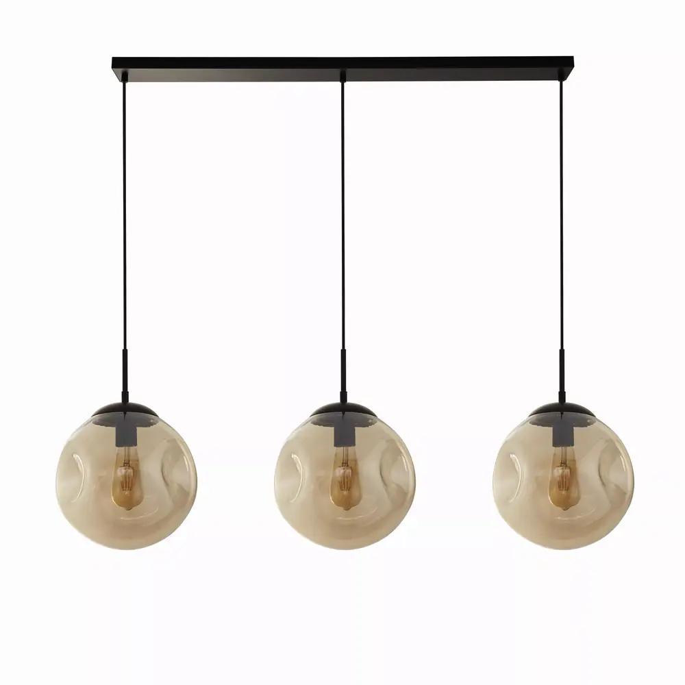 Searchlight Hanglamp PUNCH - 3-Lichts E27 - Zwart Metaal met Champagne Glas - 121cm | Dimbaar Searchlight Hanglamp PUNCH - 3-Lichts E27 - Zwart Metaal met Champagne Glas - 121cm | Dimbaar