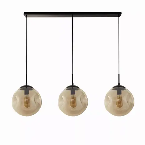 Searchlight Hanglamp PUNCH - 3-Lichts E27 - Zwart Metaal met Champagne Glas - 121cm | Dimbaar Searchlight Hanglamp PUNCH - 3-Lichts E27 - Zwart Metaal met Champagne Glas - 121cm | Dimbaar