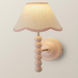 LCB LED Europe  Wandlamp Roze Golf Kap Linnen – Elegante Wandvoet – E14 Fitting | 32 cm Hoog – Stijlvolle Sfeerverlichting