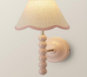 LCB LED Europe  Wandlamp Roze Golf Kap Linnen – Elegante Wandvoet – E14 Fitting | 32 cm Hoog – Stijlvolle Sfeerverlichting
