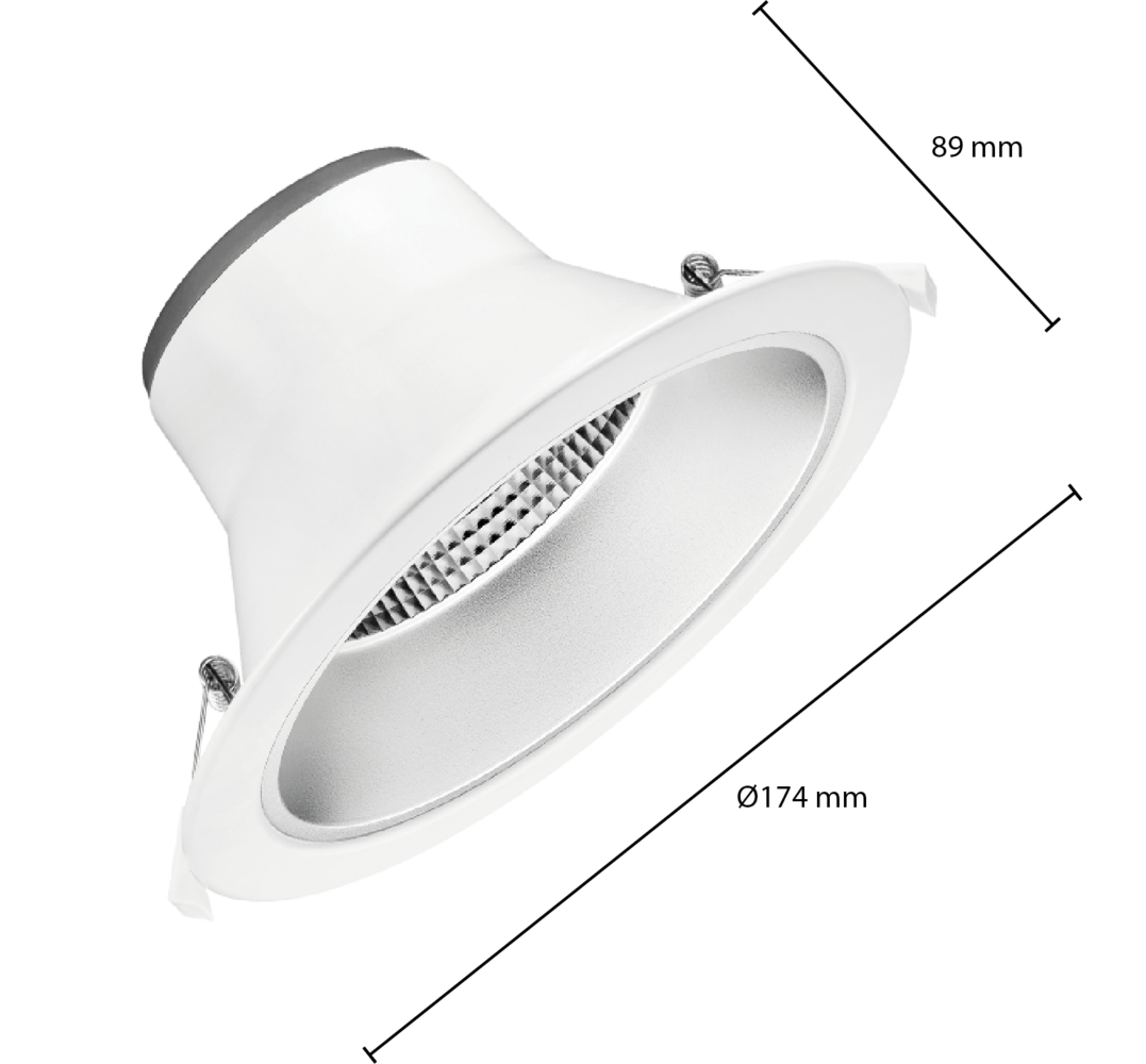 LCB LED Europe  LED Downlight IP22 - WIT -  SIA 195MM - 20W 2300Lm - 3000-5000k 830-840-850  | Multi Color Switch- Zaagmaat Ø145-174mm - incl. 1.5m Eurostekker