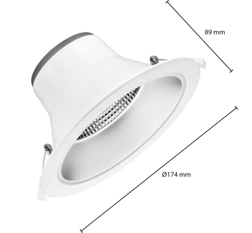 LCB LED Europe  LED Downlight IP22 - WIT -  SIA 195MM - 20W 2300Lm - 3000-5000k 830-840-850  | Multi Color Switch- Zaagmaat Ø145-174mm - incl. 1.5m Eurostekker