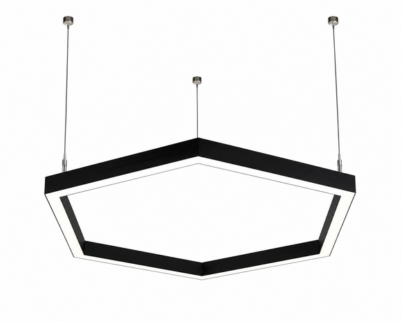 LCB LED Europe  Hexagon  1200x1039mm - 3000K 5400Lm -  Dali driver -  2m. Ophangstaalkabel  -  2m . Aansluitsnoer - 5 jaar garantie.