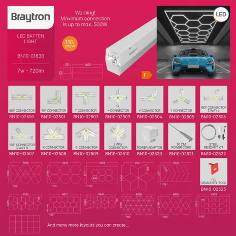 Braytron LED Plafondlamp HEXAGON - per stuk - 7W 720Lm - 6500K - Zwart | 440MM - IP20 - 2 Jaar Garantie Braytron LED Plafondlamp HEXAGON - per stuk - 7W 720Lm - 6500K - Zwart | 440MM - IP20 - 2 Jaar Garantie