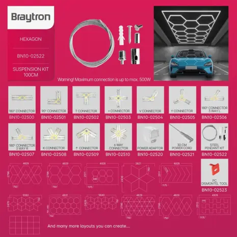 Braytron Toebehoren HEXAGON | Ophangkabel - 1 Meter - Voor LED HEXAGON Verlichtingssysteem - Zilver Braytron Toebehoren HEXAGON | Ophangkabel - 1 Meter - Voor LED HEXAGON Verlichtingssysteem - Zilver