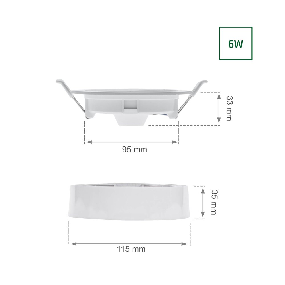Spectrum voor de installateur LED Downlight Inbouw / opbouw IP20 - 6W 560Lm - 4000K 840 Koel Wit | Zaagmaat 95MM Spectrum voor de installateur LED Downlight Inbouw / opbouw IP20 - 6W 560Lm - 4000K 840 Koel Wit | Zaagmaat 95MM