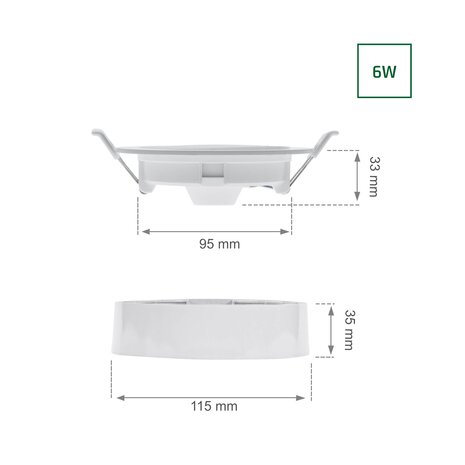 Spectrum voor de installateur LED Downlight Inbouw / opbouw IP20 - 6W 560Lm - 4000K 840 Koel Wit | Zaagmaat 95MM Spectrum voor de installateur LED Downlight Inbouw / opbouw IP20 - 6W 560Lm - 4000K 840 Koel Wit | Zaagmaat 95MM