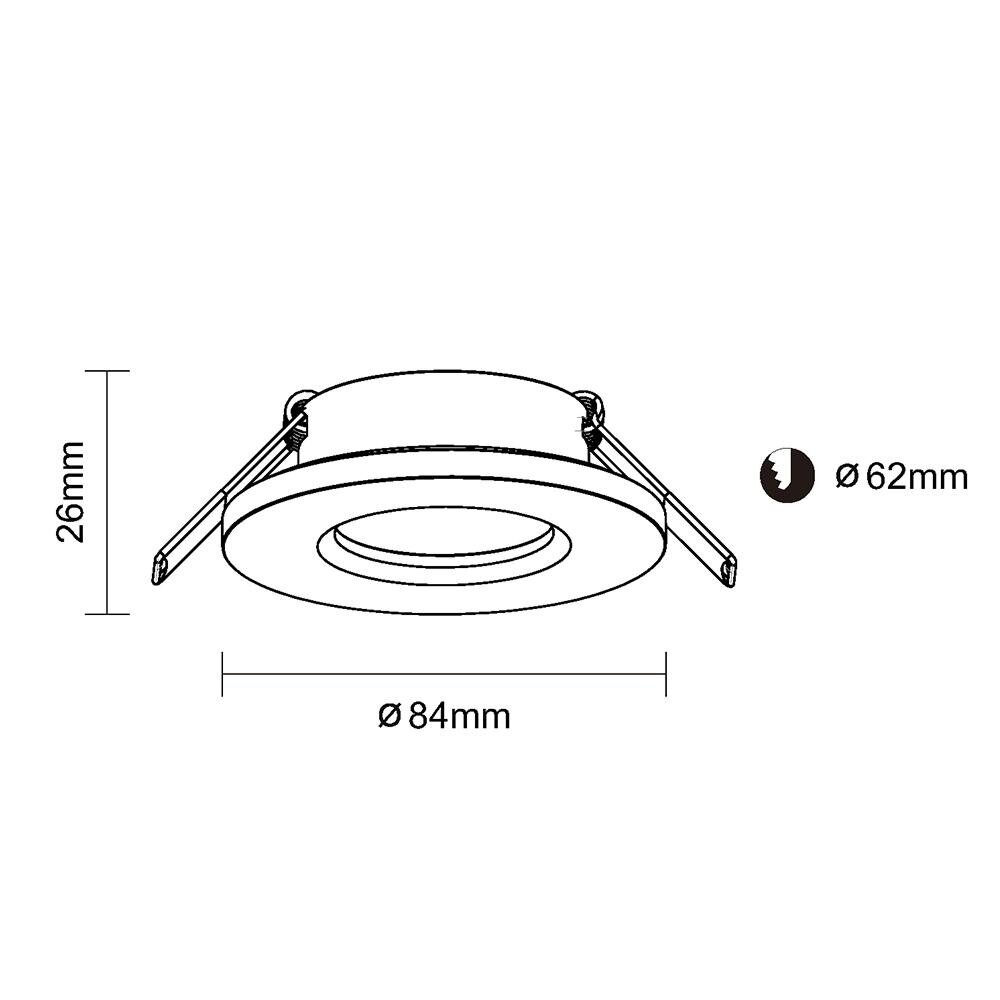 LCB Inbouwarmatuur Rond Zwart | Buitenmaat Ø84mm | Zaagmaat 60mm | IP65 LCB Inbouwarmatuur Rond Zwart | Buitenmaat Ø84mm | Zaagmaat 60mm | IP65