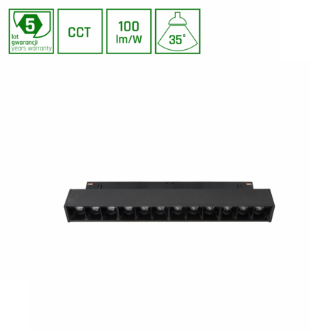 Spectrum voor de installateur LED Railarmatuur SYSTEM SHIFT Grid S - 12W 750Lm - CCT 2700K/3300K/4000K - 40° - Zwart - 48V Spectrum voor de installateur LED Railarmatuur SYSTEM SHIFT Grid S - 12W 750Lm - CCT 2700K/3300K/4000K - 40° - Zwart - 48V