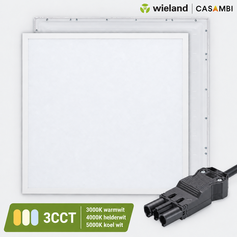 Macbright Dimbaar LED Paneel 60x60cm IP54 - 24W 3400Lm - 3CCT 3000-5000K | Casambi Dimbaar - UGR19 Prisma - GST18i3 Wieland - BL912 Macbright Dimbaar LED Paneel 60x60cm IP54 - 24W 3400Lm - 3CCT 3000-5000K | Casambi Dimbaar - UGR19 Prisma - GST18i3 Wieland - BL912