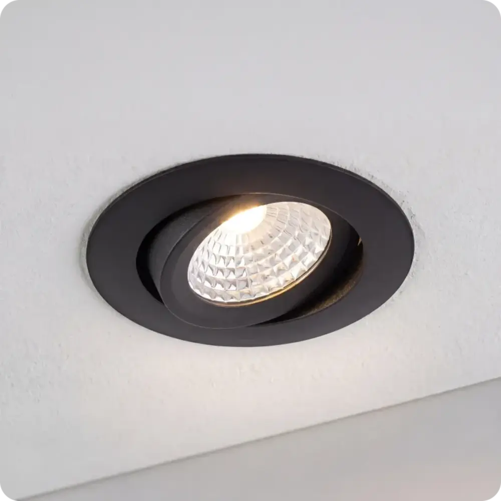 LCB LED Europe  LED Inbouwspot Zwart 5W Dimbaar IP54 – 2700K 630lm Zaagmaat 68mm