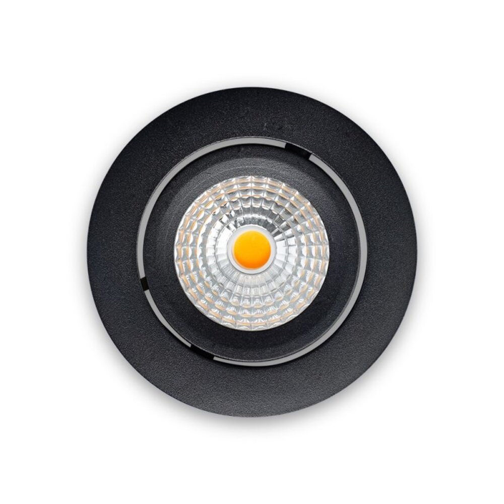 LCB LED Europe  LED Inbouwspot Zwart 5W Dimbaar IP54 – 2700K 630lm Zaagmaat 68mm