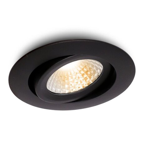 LCB LED Europe  LED Inbouwspot Zwart 5W Dimbaar IP54 – 2700K 630lm Zaagmaat 68mm
