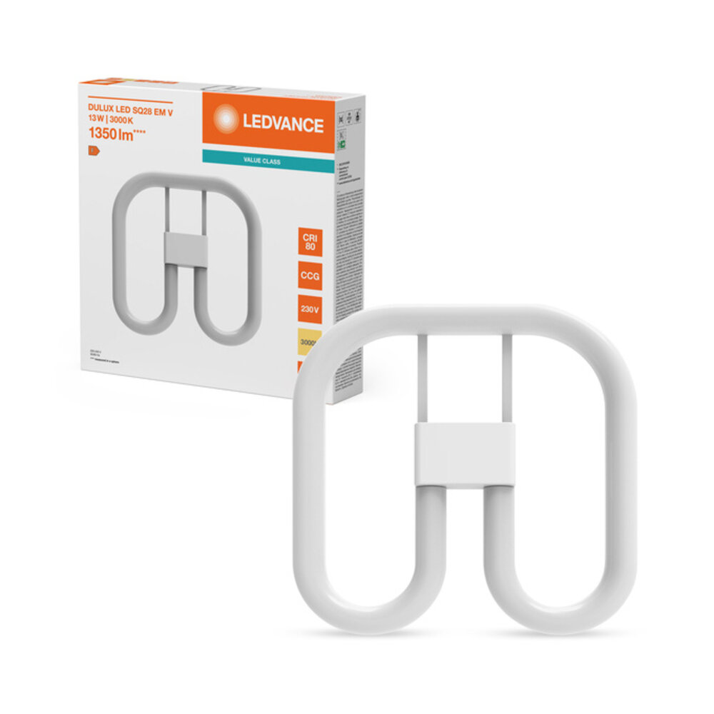 Ledvance Zakelijk: Professionele LED Verlichting & Armaturen LED PLQ Dulux-S SQ 13W 1350Lm 3000K 830 Warm Wit | GR8 - 2 Pins - Vervangt 28W Ledvance Zakelijk: Professionele LED Verlichting & Armaturen LED PLQ Dulux-S SQ 13W 1350Lm 3000K 830 Warm Wit | GR8 - 2 Pins - Vervangt 28W