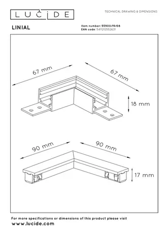 Lucide LED 48V LINIAL Spanningsrail toebehoren - L-koppelstuk compleet - Incl. interne voeding | Geborsteld Gun Metal Lucide LED 48V LINIAL Spanningsrail toebehoren - L-koppelstuk compleet - Incl. interne voeding | Geborsteld Gun Metal