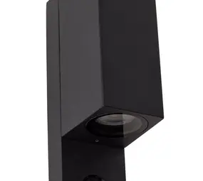 Lucide Lucide ZARO - Wandspot / Wandlamp Binnen/Buiten - 2xGU10 (MR16) - IP65 - Beweging & dag/nacht sensor (uitschakelbaar) - Zwart