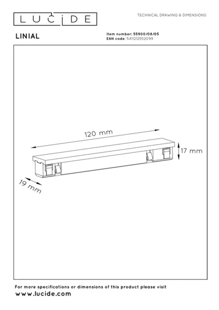 Lucide Lucide Premium LINIAL Recht -koppelstuk - 1-fase Railsysteem / Railverlichting - Smart - 48V Track - Champagne
