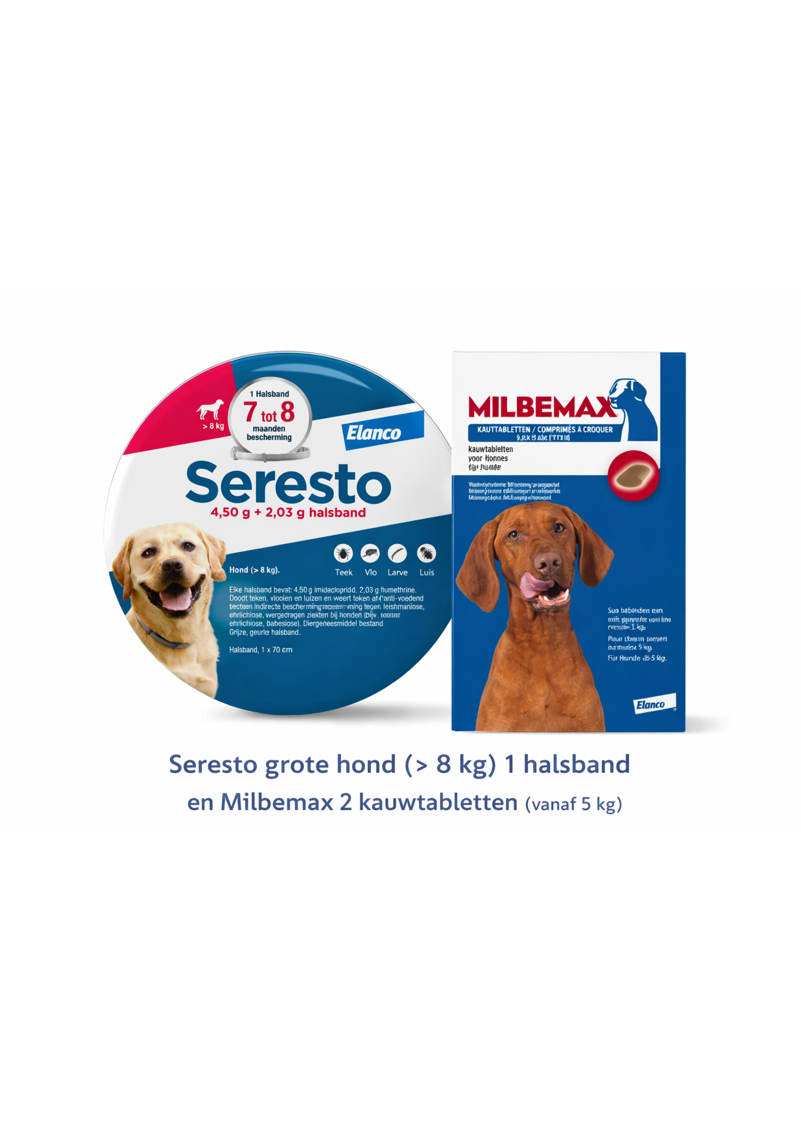 Seresto für große Hunde (> 8 kg) – 1 Halsband und Wurmkur – 2 Kautabletten (ab 5 kg)
