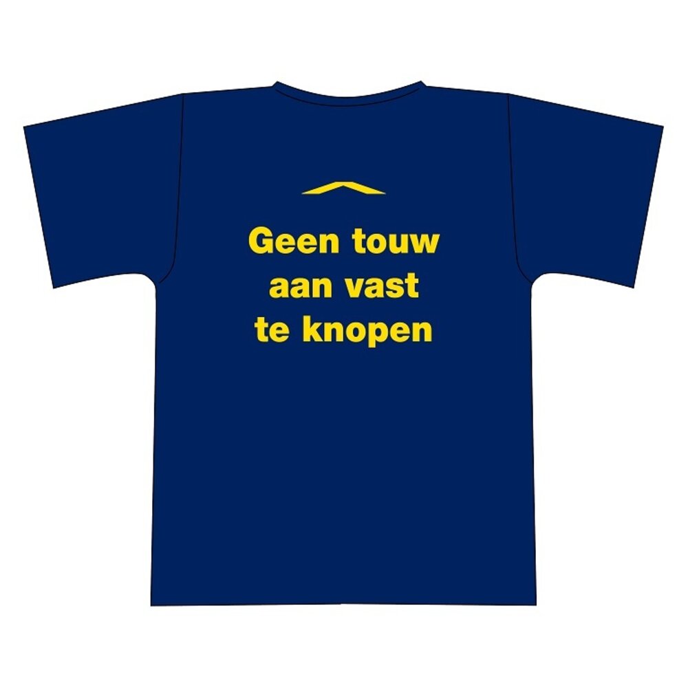 "Geen touw aan vast te knopen" tshirt