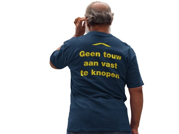 "Geen touw aan vast te knopen" tshirt